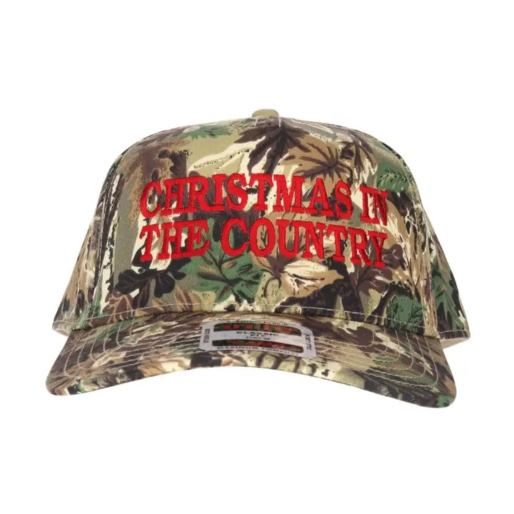 Christmas in the Country Embroidered Linen Trucker Hat