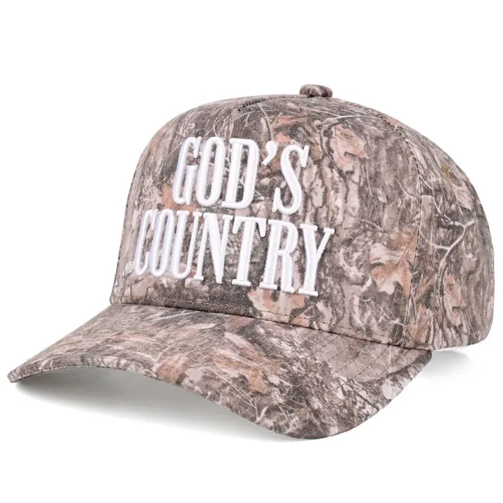 God's Country Camo 3-D Embroidered Linen Trucker Hat