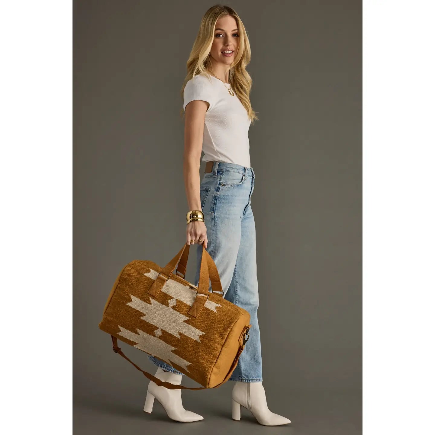 Camel & Cream Aztec Duffel Bag