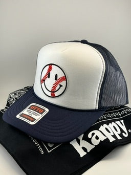 Baseball Smiley Face Otto Trucker Hat