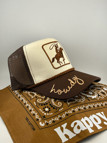 Roping Cowboy Embroidered Howdy Hat