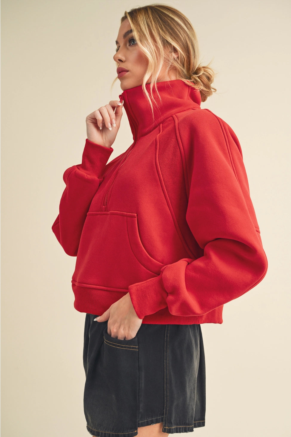 Dove Funnel Neck Half Zip