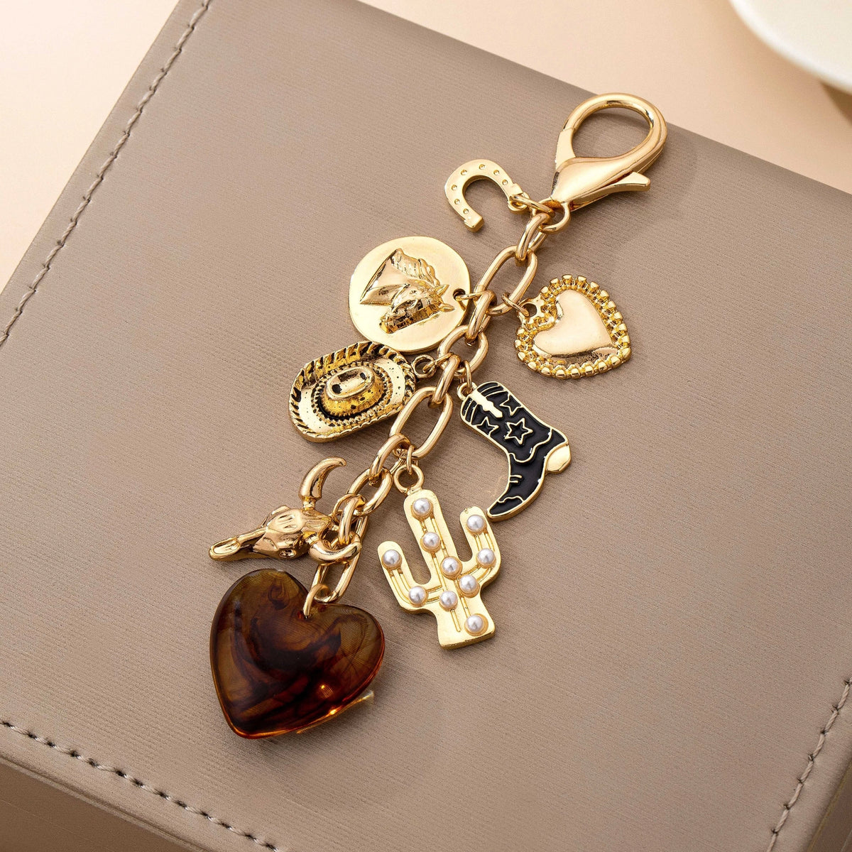 WESTERN HEART CROSS HAT BOOT HEART BAG CHARM