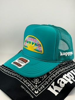 Good Vibes Only Turquoise Trucker Hat