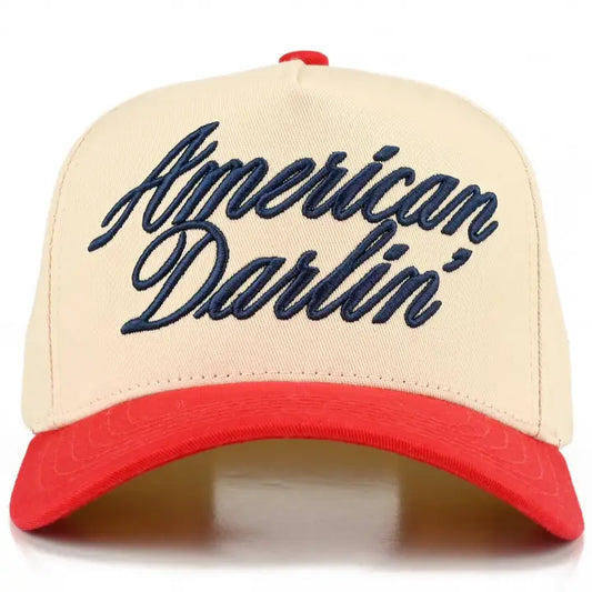 American Darlin' 3-D Embroidered Two Tone Linen Trucker Hat