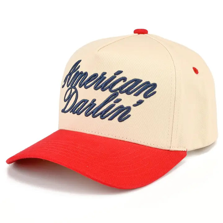 American Darlin' 3-D Embroidered Two Tone Linen Trucker Hat
