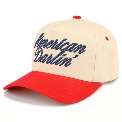 American Darlin' 3-D Embroidered Two Tone Linen Trucker Hat