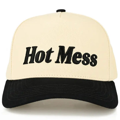 Hot Mess Two Tone 3-D Embroidered Linen Trucker Hat
