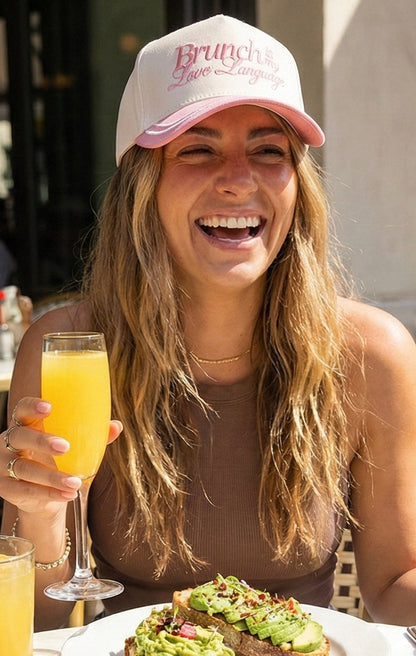 Brunch Is My Love Language Pink Trucker Hat