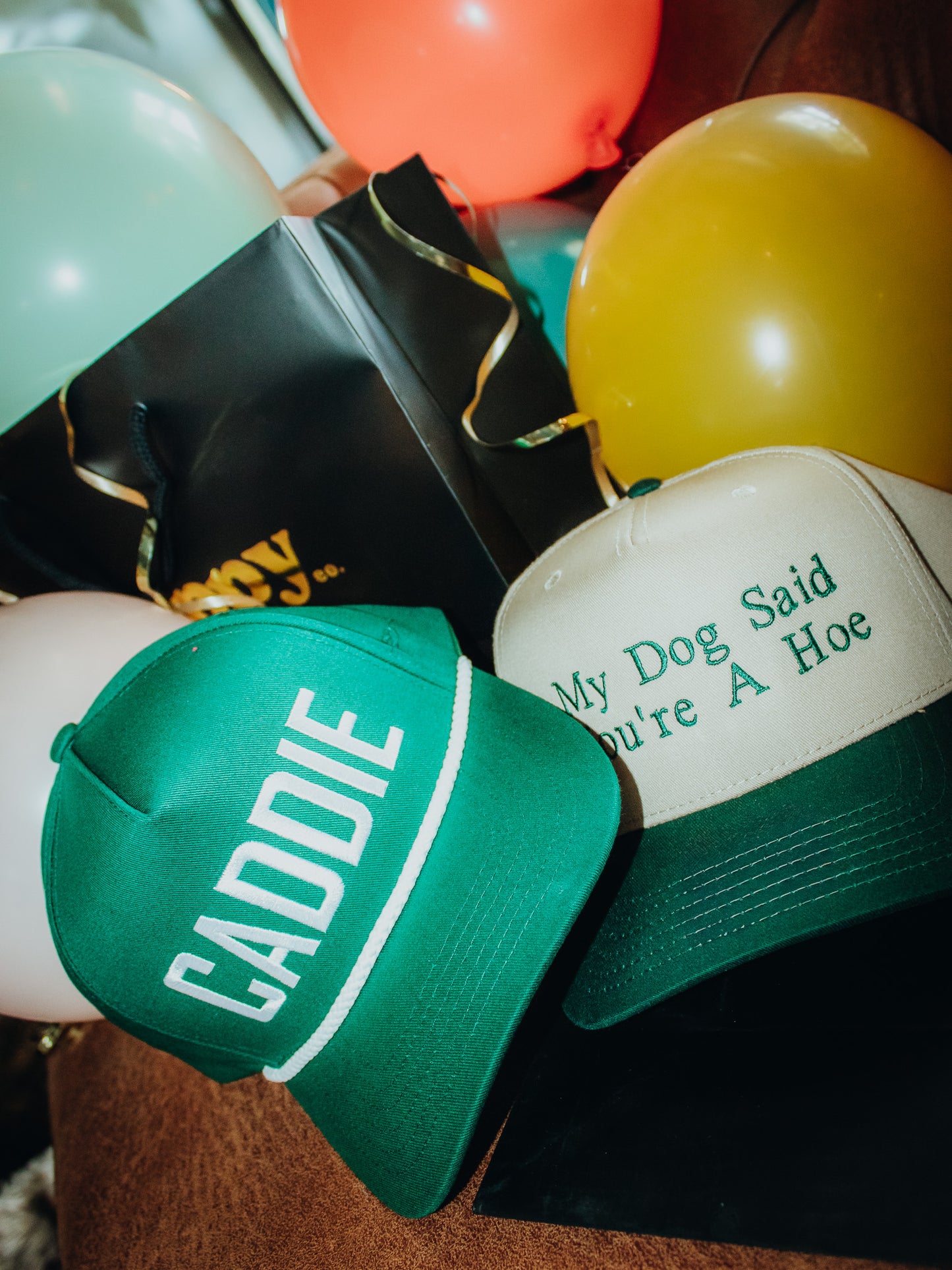 Caddie Embroidered Linen Trucker Hat
