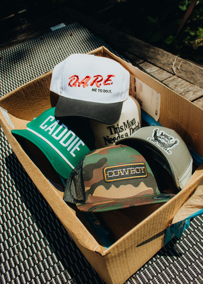 Cowboy Flatbill Linen Trucker Hat