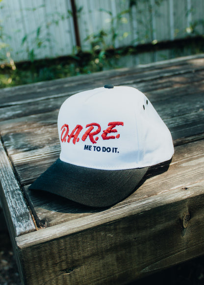 DARE Me to Do It Embroidered Linen Trucker Hat