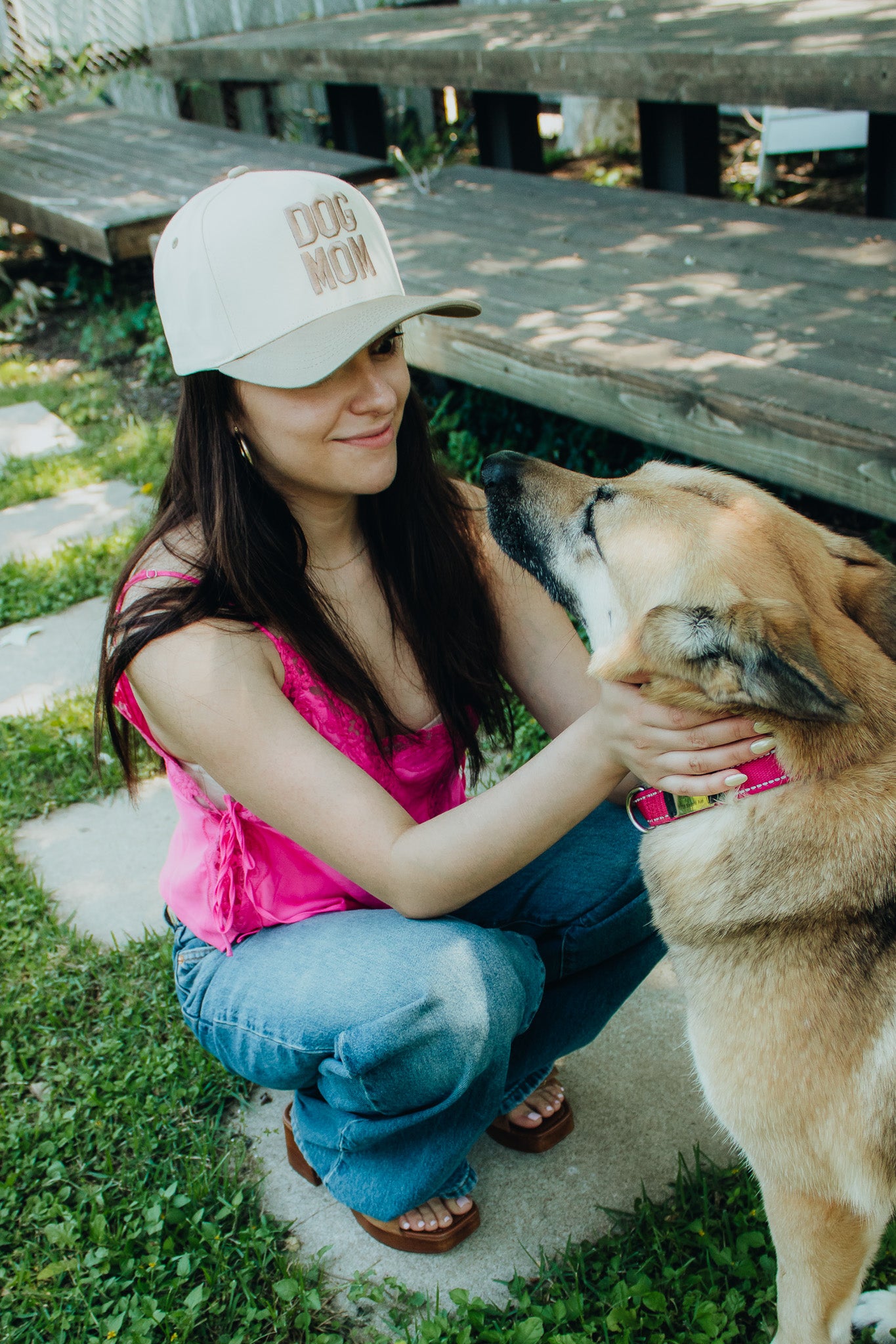 Dog Mom 3D Embroidered Linen Hat
