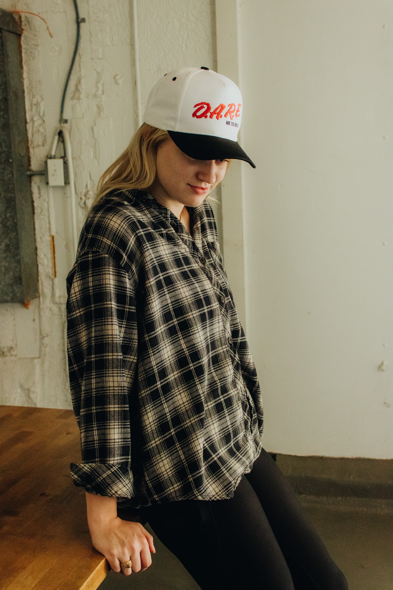 DARE Me to Do It Embroidered Linen Trucker Hat