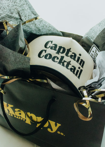 Captain Cocktail Embroidered Linen Trucker Hat