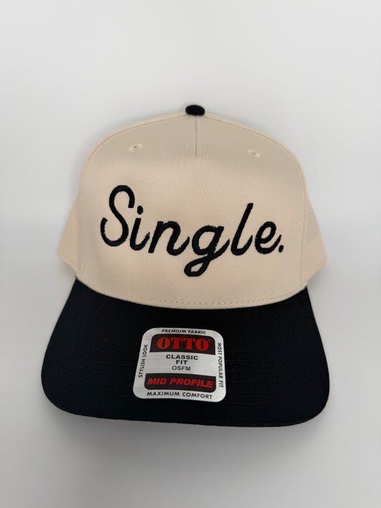 "Single" Embroidered Two-Tone Linen Trucker Hat