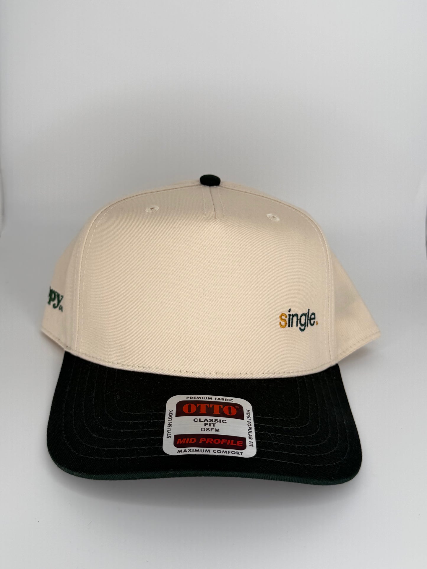 Single Embroidered Two Tone Linen Trucker Hat