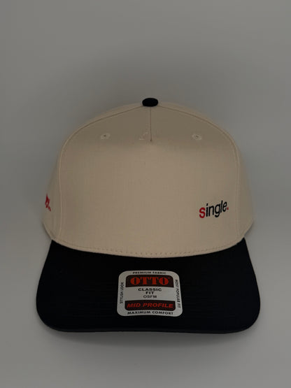 Single Embroidered Two Tone Linen Trucker Hat