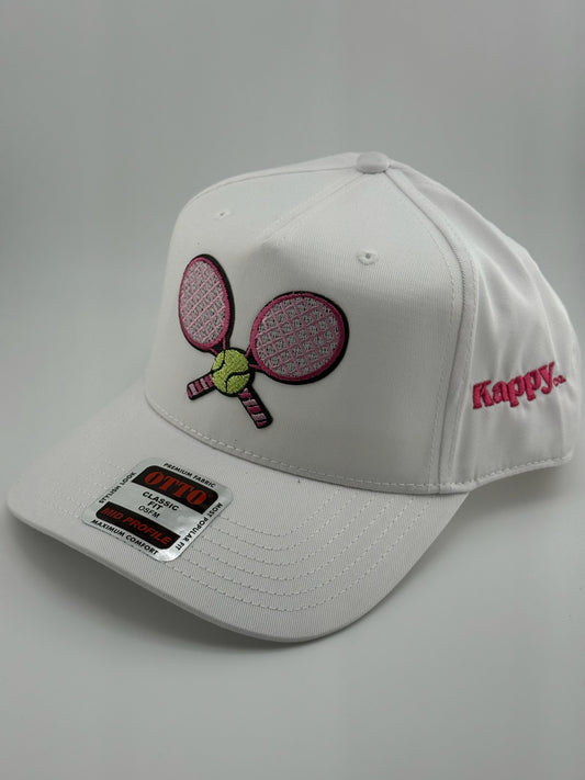 Twin Tennis Rackets Patched Linen Trucker Hat