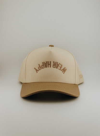 Wear Happy Embroidered Linen Trucker Hat