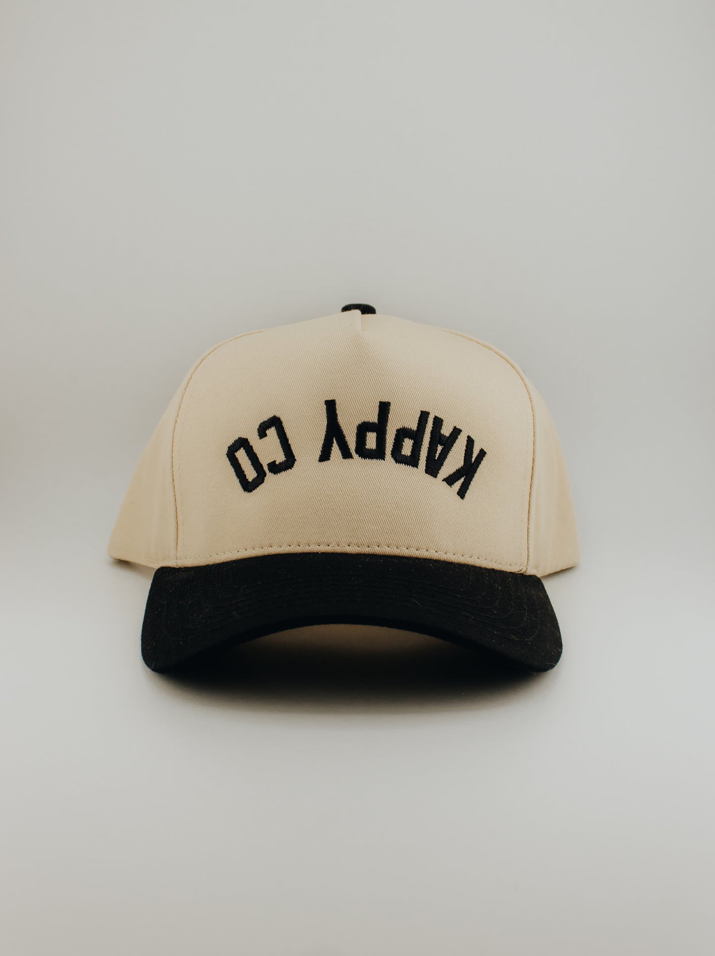 Kappy Co Upside Down Embroidered Linen Trucker Hat
