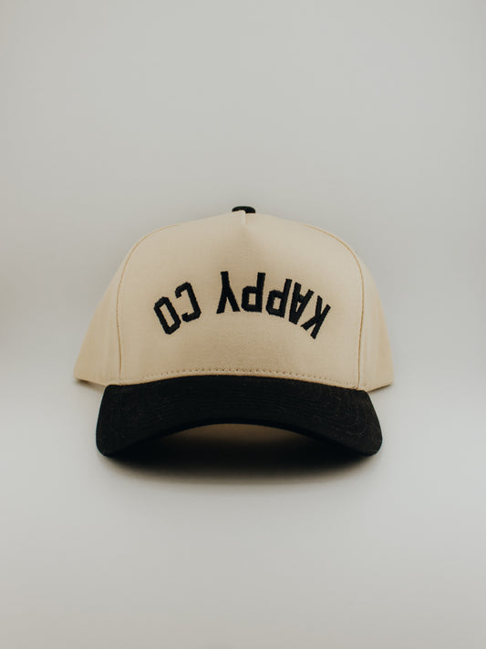 Kappy Co Upside Down Embroidered Linen Trucker Hat
