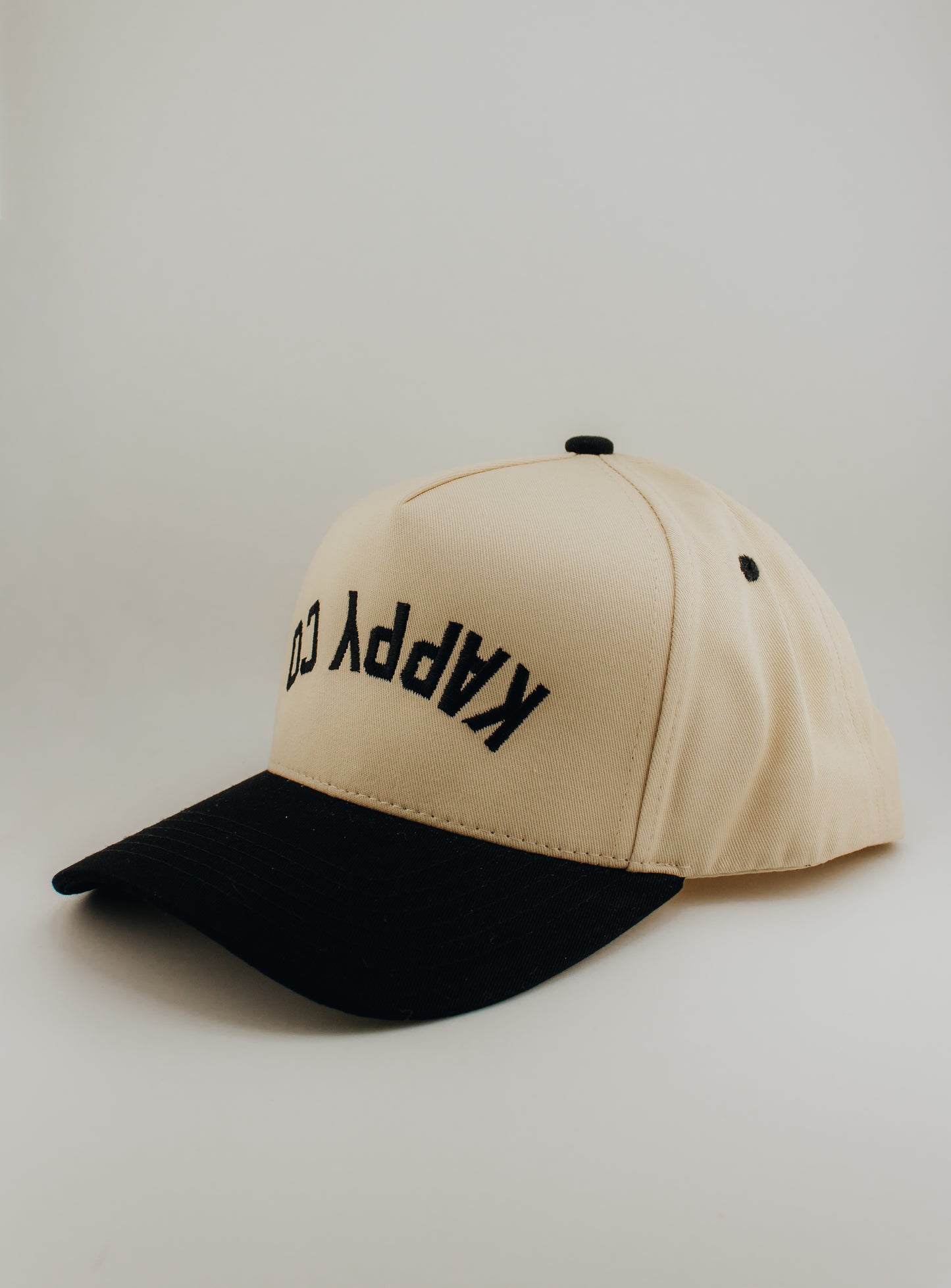 Kappy Co Upside Down Embroidered Linen Trucker Hat