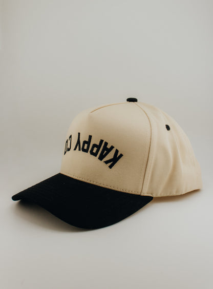 Kappy Co Upside Down Embroidered Linen Trucker Hat