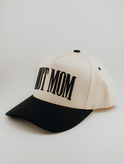 Hot Mom Embroidered Linen Trucker Hat