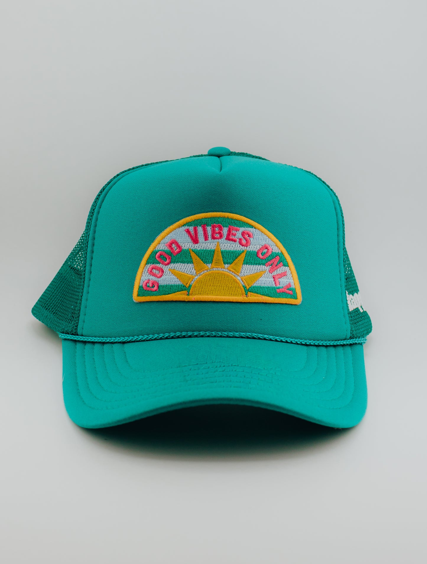 Good Vibes Only Turquoise Trucker Hat