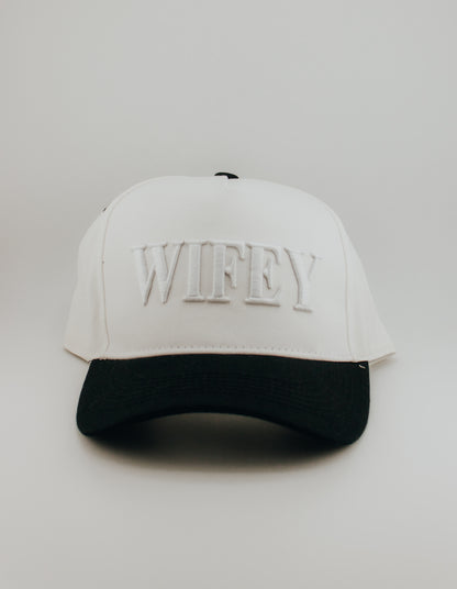 WIFEY 3D Embroidered Linen Trucker Hat