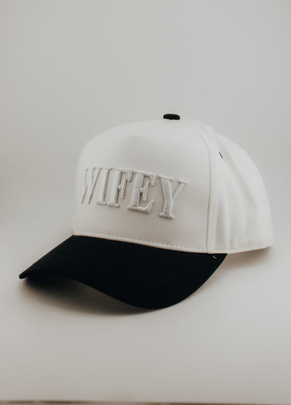 WIFEY 3D Embroidered Linen Trucker Hat