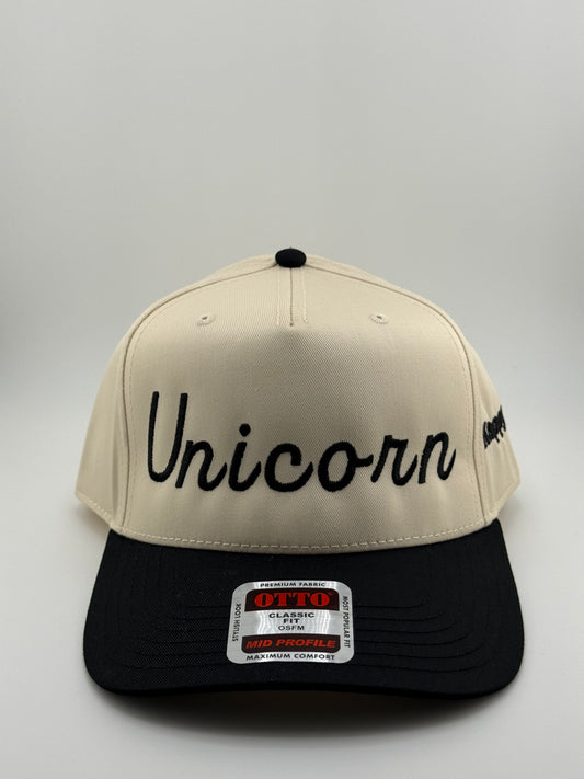 "Unicorn" Embroidered Two-Tone Linen Trucker Hat