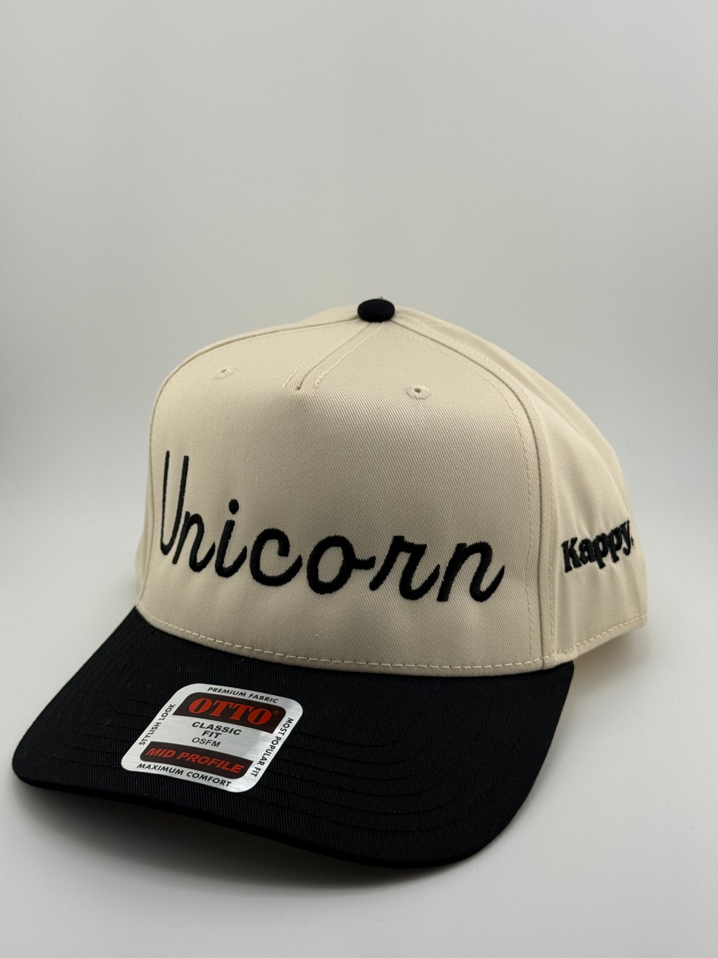 "Unicorn" Embroidered Two-Tone Linen Trucker Hat