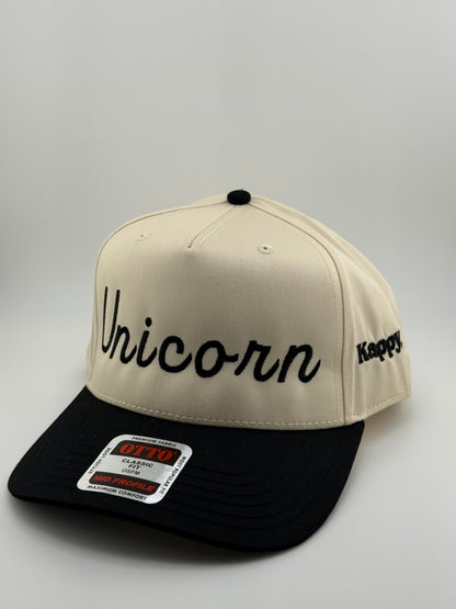 "Unicorn" Embroidered Two-Tone Linen Trucker Hat