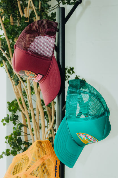 Good Vibes Only Turquoise Trucker Hat