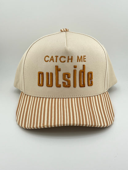 Catch Me Outside 5 Panel Linen Trucker Hat
