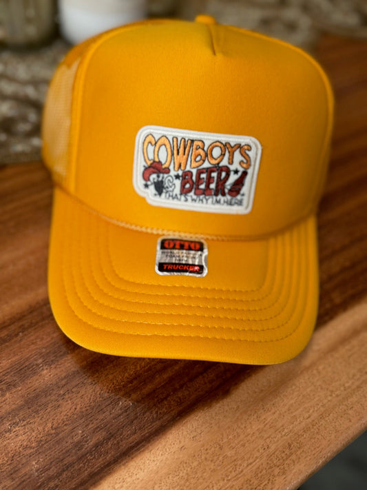 Cowboy and Beer – That's Why I'm Here – Otto Brand Trucker Hat by Kappy Co