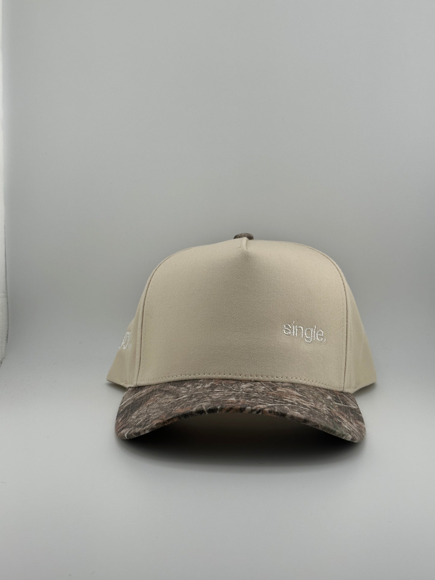 Single Embroidered Two Tone Linen Trucker Hat