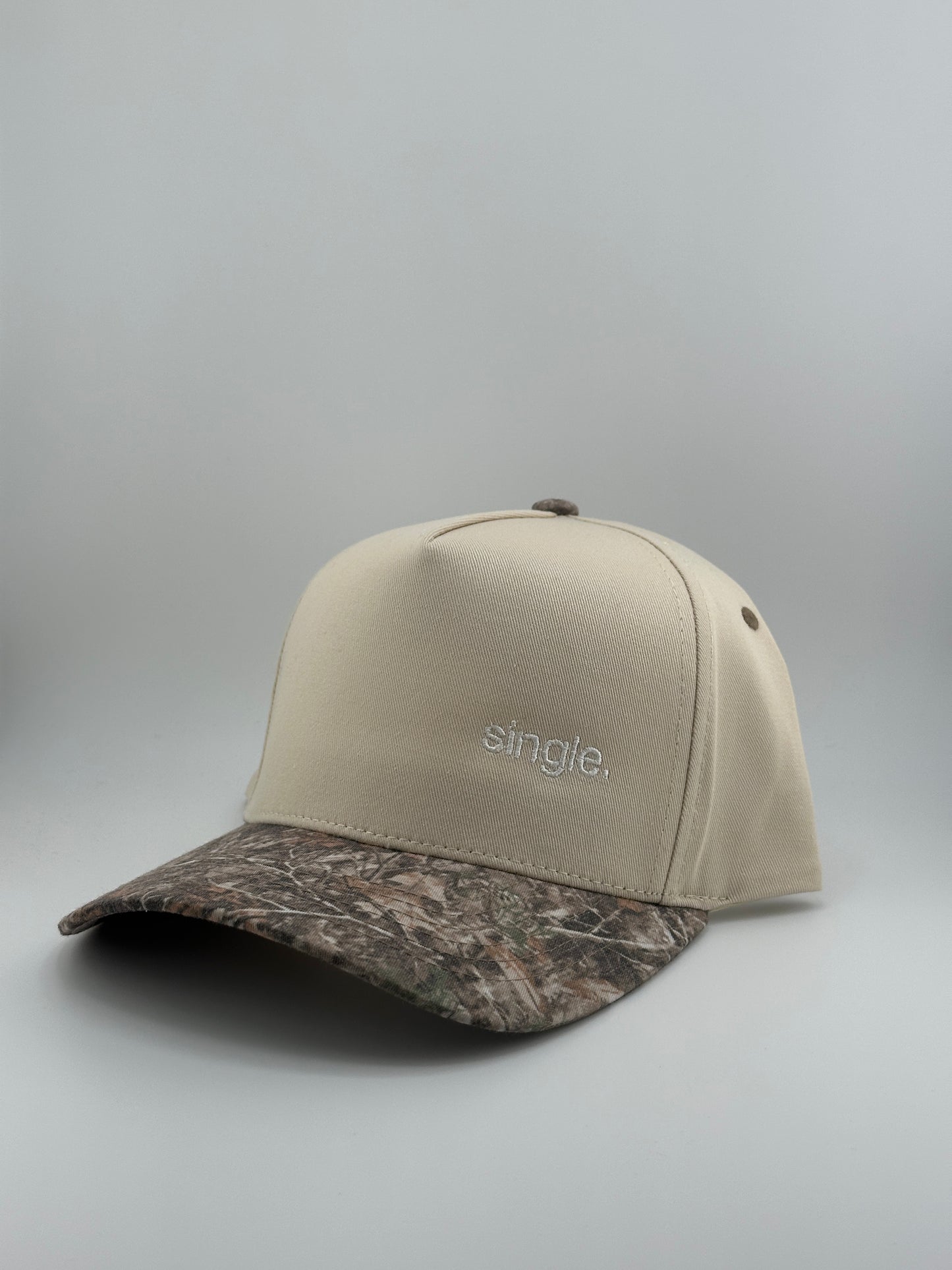 Single Embroidered Two Tone Linen Trucker Hat