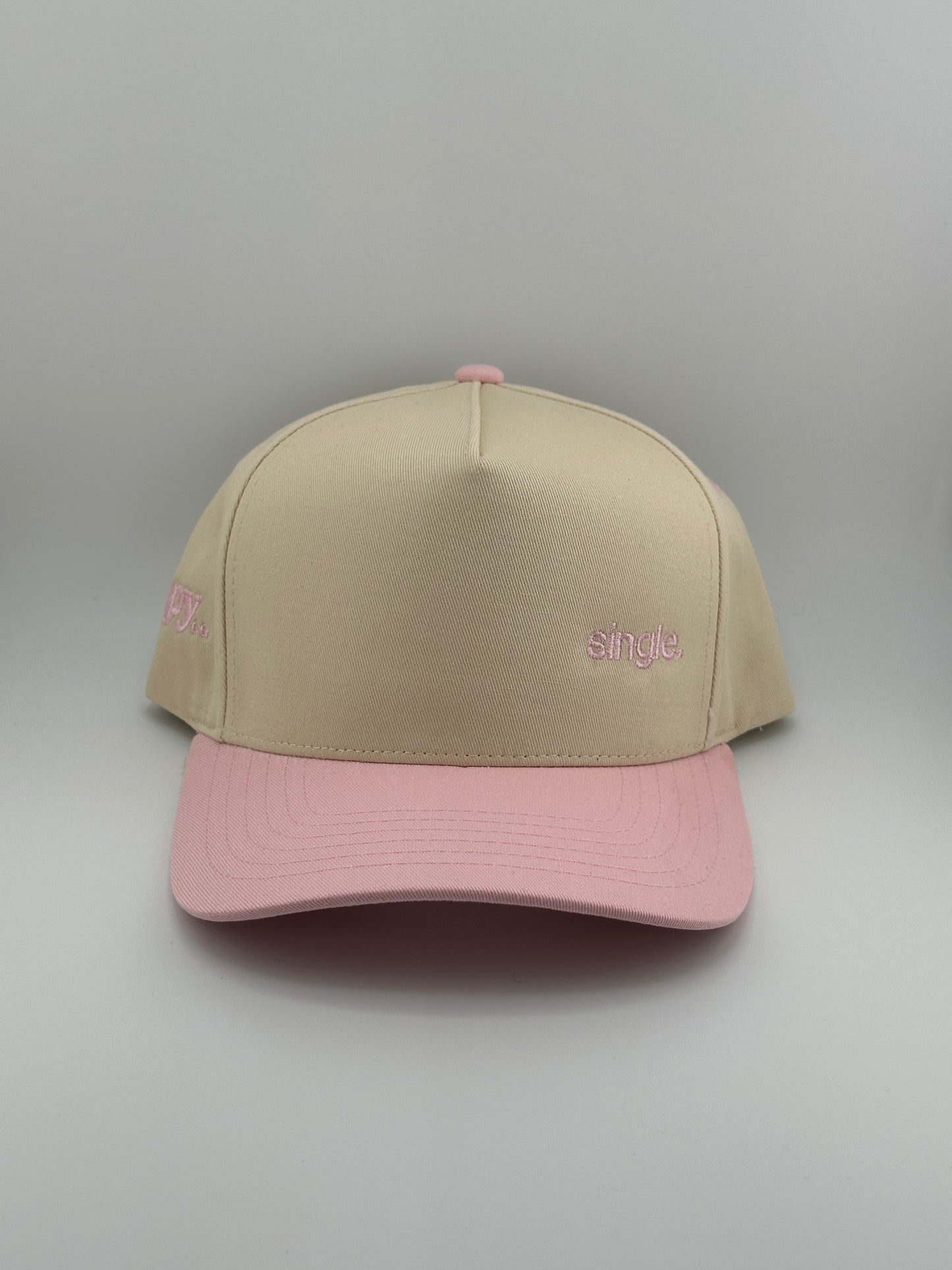 Single Embroidered Two Tone Linen Trucker Hat