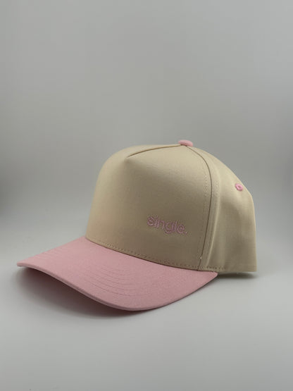 Single Embroidered Two Tone Linen Trucker Hat
