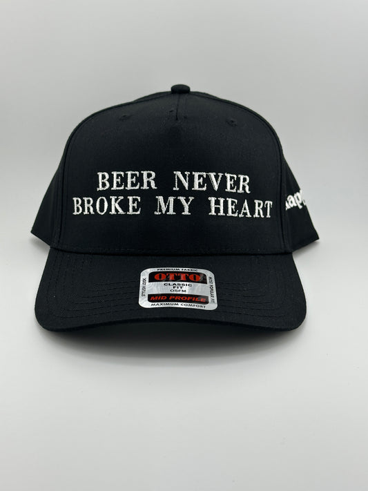 Beer Never Broke My Heart Embroidered Linen Trucker Hat