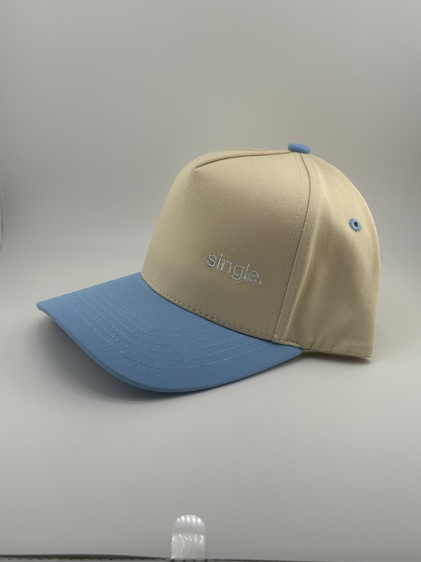 Single Embroidered Two Tone Linen Trucker Hat