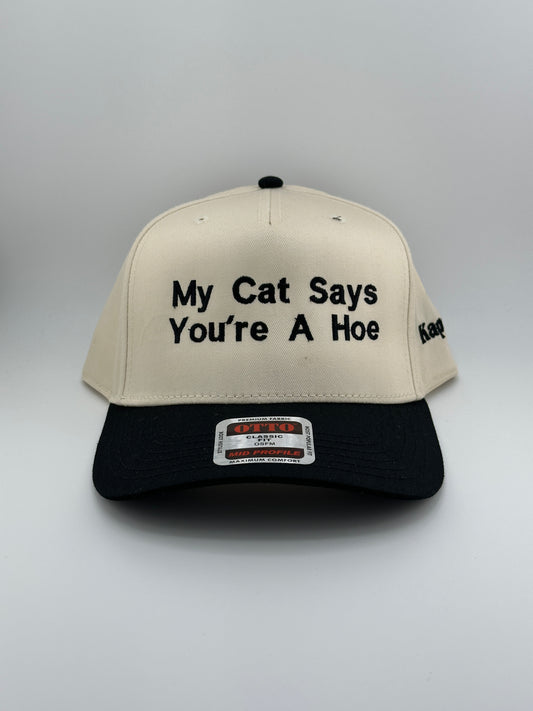 My Cat Cays You're a Hoe Embroidered Linen Trucker Hat