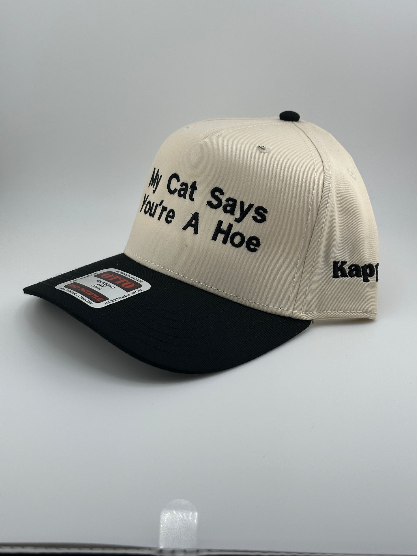 My Cat Cays You're a Hoe Embroidered Linen Trucker Hat