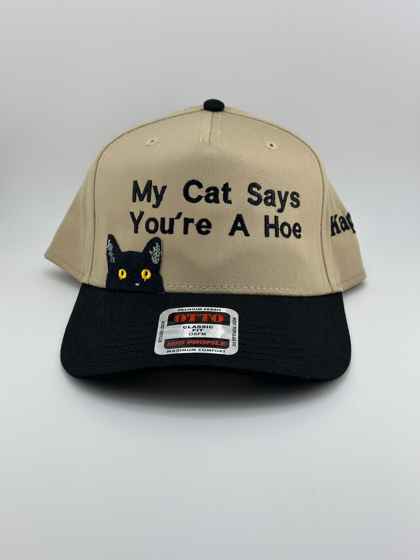 My Cat Cays You're a Hoe Embroidered Linen Trucker Hat