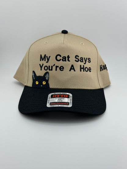 My Cat Cays You're a Hoe Embroidered Linen Trucker Hat