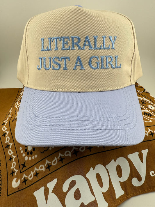 Literally Just A Girl Embroidered Linen Hat