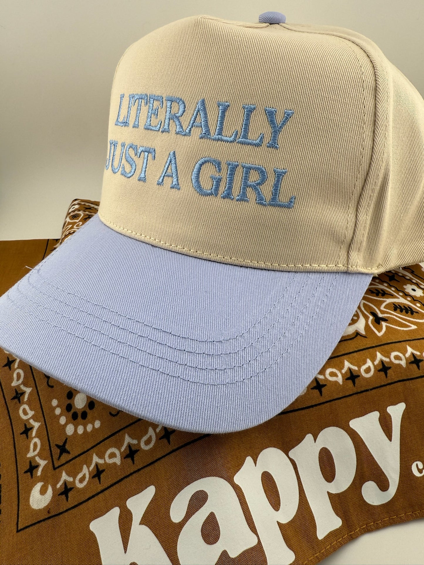 Literally Just A Girl Embroidered Linen Hat